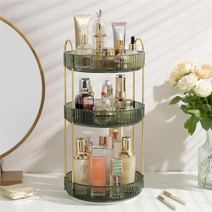 360° Rotating Makeup Organizer, 3 Tier Spinning Cosmetic Organizer by Satpurush