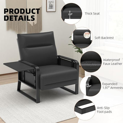 Upholstered Accent Chair, Modern Faux Leather Sofa Chair - Image 7