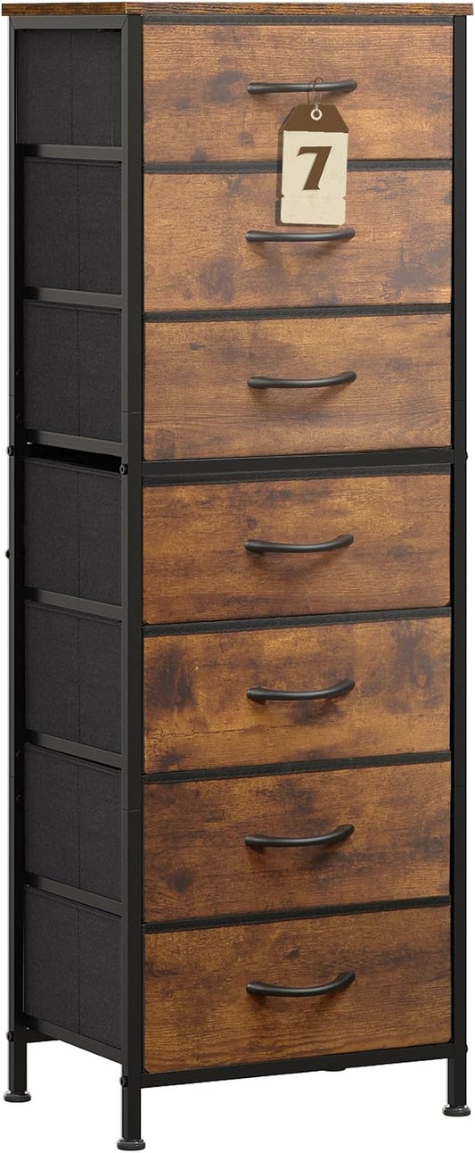 WLIVE Tall Dresser for Bedroom, 7 Drawer Dresser, Rustic Brown | 7 vertical by WLIVE