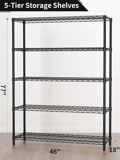 5 Tier Adjustable Storage Shelves Heavy Duty Metal Utility Shelf 1750LBS - Image 3