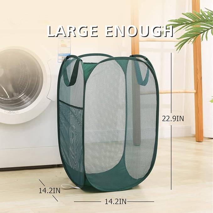 HONOMA Sturdy Mesh Laundry Hamper Basket Bag, Pop up Basket - Image 4