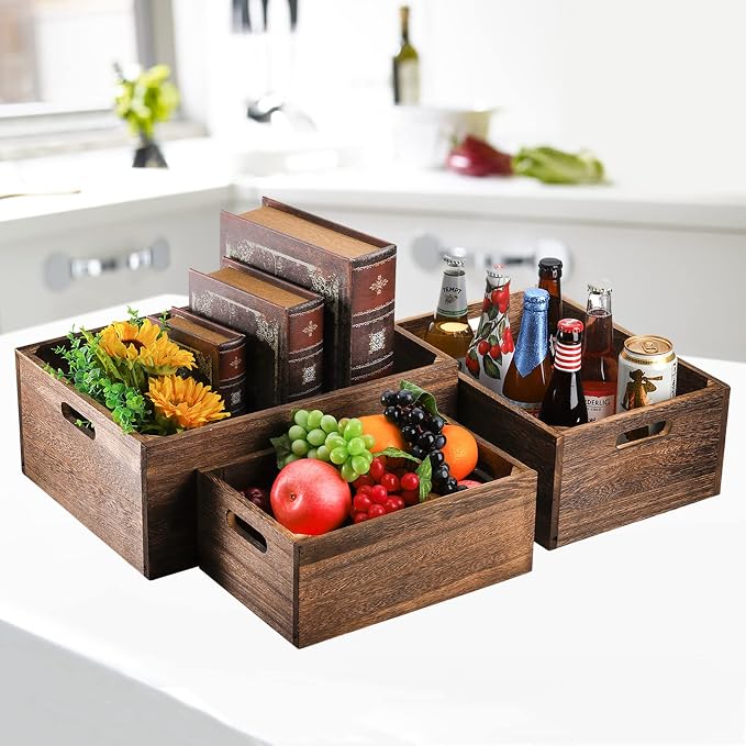 Frcctre Set of 3 Wood Nesting Storage Crates - Image 6