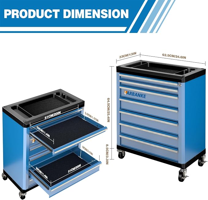 LARBANKE 7-Drawer Rolling Tool Chest - Image 3