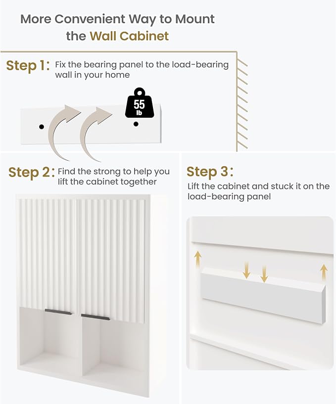 HAIOOU Fluted Bathroom Wall Cabinet - Image 7