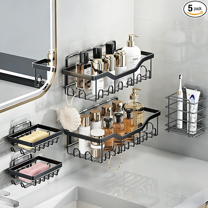 Fammart Adhesive Shower Caddy, No-Drill Large Capacity Shower Shelves by Fammart