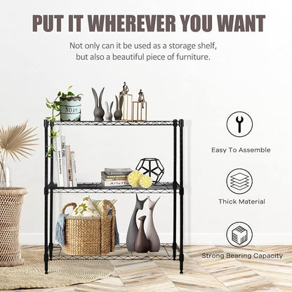 NChanmar 3-Tier Wire Shelving Unit Storage Shelves Shelf Organizer 30"x23"x12" - Image 7
