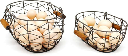 CVHOMEDECO. Oval Wire Egg Baskets Rustic Fruit Baskets by CVHOMEDECO