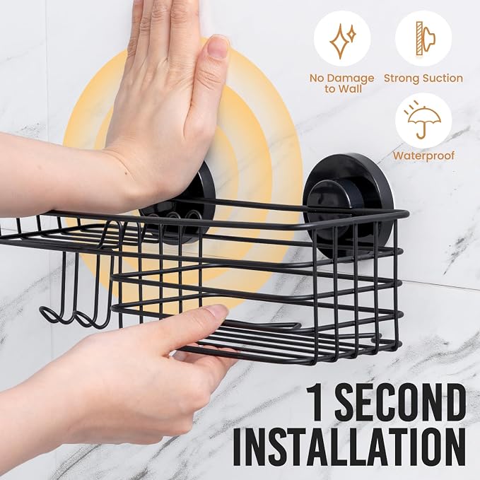 LEVERLOC Shower Caddy Suction Cup, 2 Pack suction shower shelf - Image 2