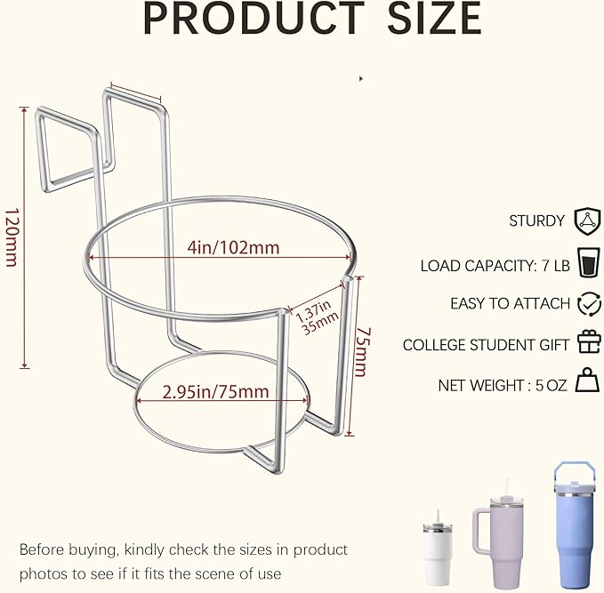 Stanley Cup Holder for Bed Drink Holder Water Bottle/Glass Organizer for Dorm - Image 2