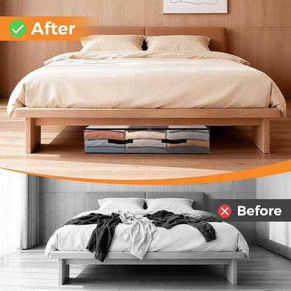 8 Pack Under Bed Storage Bags, 75L Foldable Clear Storage Containers - Image 6