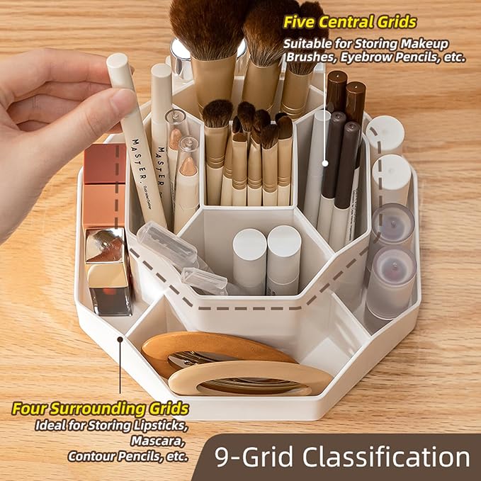 360° Rotating Makeup Brush Holder Organizer - Image 8