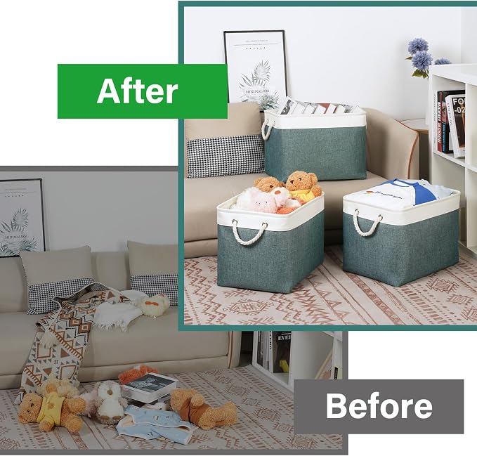 Bidtakay Large Storage Baskets for Shelves 3 Pack Fabric Storage Bins for - Image 6