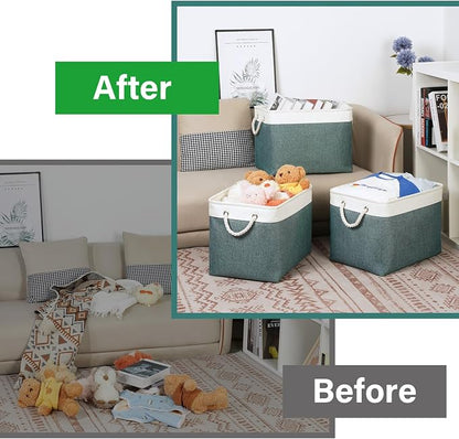 Bidtakay Large Storage Baskets for Shelves 3 Pack Fabric Storage Bins for - Image 6