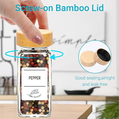 4 oz Glass Spice Jars with Bamboo Lids, 16 Pack Spice Bottles | 120ml Seasoning - Image 4