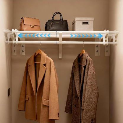 Closet Shelf with Hanging Rod, 28-48'' Expandable Closet Rod with Shelf | Wall - Image 7