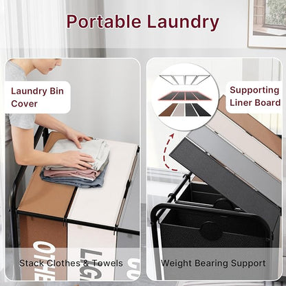 180L Laundry Sorter 4 Section – Heavy Duty Rolling Laundry Basket - Image 6