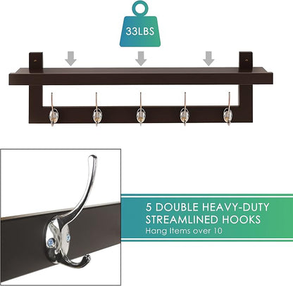 SMIBUY Coat Hooks with Shelf Wall-Mounted, 29.2 Inch Entryway Coat Rack - Image 6