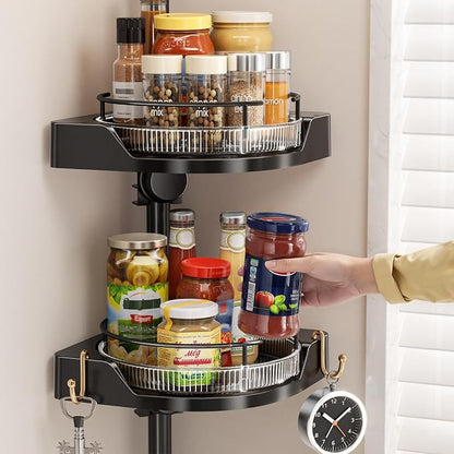 Standing Spice Rack Organizer, Counter Corner Double Tier Lazy Susan, Height - Image 8