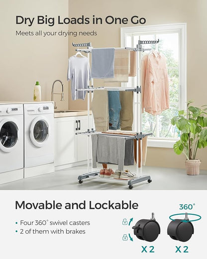 SONGMICS Clothes Drying Rack Stand 4-Tier, Foldable Laundry Drying Rack - Image 3