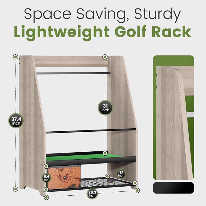 Golf Bag Organizer Rack – Large Wooden Golf Storage - Image 3