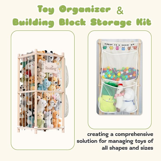 Stuffed Animal Storage & Organizer, 54 inch Tall Wooden Cute Zoo Toy Holder - Image 3