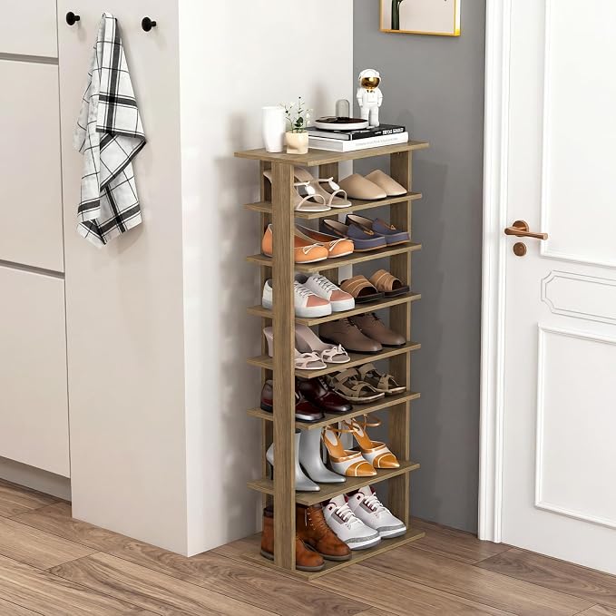 Tangkula 8-Tier Vertical Shoe Rack, Space-Saving Corner Shoe Organizer by TANGKULA