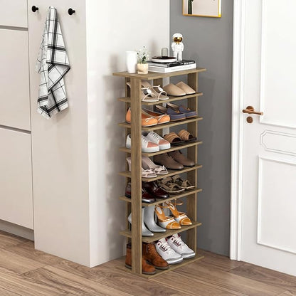 Tangkula 8-Tier Vertical Shoe Rack, Space-Saving Corner Shoe Organizer by TANGKULA