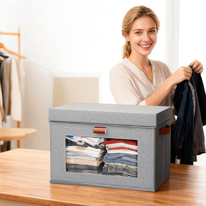 2-Pack Large Storage Bins with Lids, Stackable&Collapsible Closet Storage Bins - Image 7