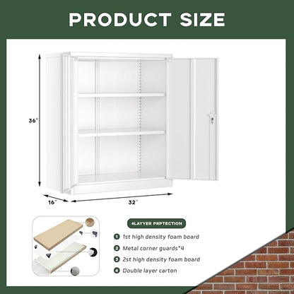 Greenvelly Metal Storage Cabinet, Lockable Storage Cabinets - Image 2
