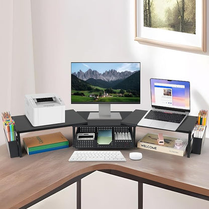 OPNICE Wood Desk Organizers and Accessories, Dual Monitor Stand Riser - Image 3