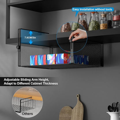 AmonHouseware 2Pack Under Shelf Basket, Adjustable Hanging Holder, Slide-in - Image 2