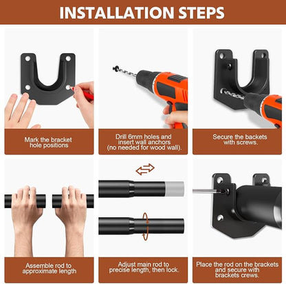 Closet Rods for Hanging Clothes, 17-56 Inch Stepless Adjustable Closet Rod - Image 8