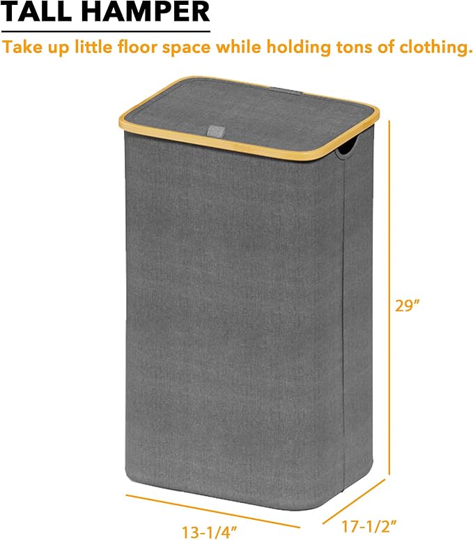 SpaceAid Laundry Hamper with Lid, 110L Large Tall Clothes Basket Bin with - Image 5