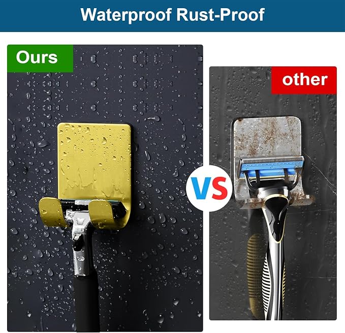 Diesisa Razor Holder for Shower + Adhesive Wall Hooks, Premium 304 Stainless - Image 5
