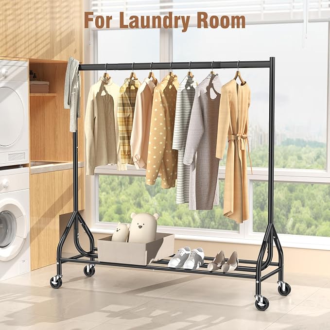 EAGMAK Heavy Duty Clothes Rack Load 420 LBS, Rolling Garment Rack - Image 6