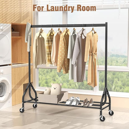 EAGMAK Heavy Duty Clothes Rack Load 420 LBS, Rolling Garment Rack - Image 6