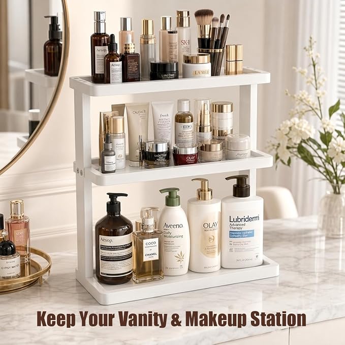 PEKER Bamboo Bathroom Organizer Countertop – Vanity Storage Shelf - Image 8