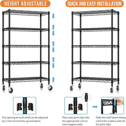 Hodonas Wire Shelving, 1900lbs Capacity 5 Tier Heavy Duty NSF Wire Shelf - Image 5