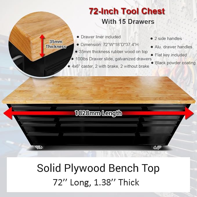 2 Pack - 72" Rolling Tool Chest - Image 3