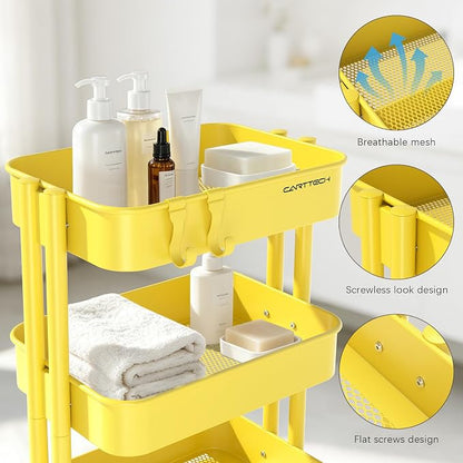 3 Tier Rolling Cart Metal Utility Cart - Image 4