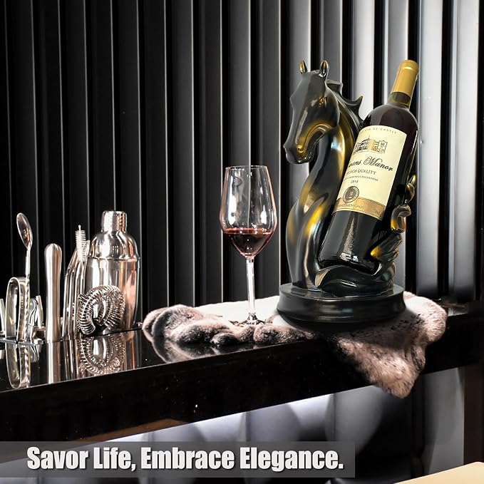 Wine Bottle Holder Wine Racks Tabletop Horse Statue as Home Kitchen Wine Cellar - Image 8