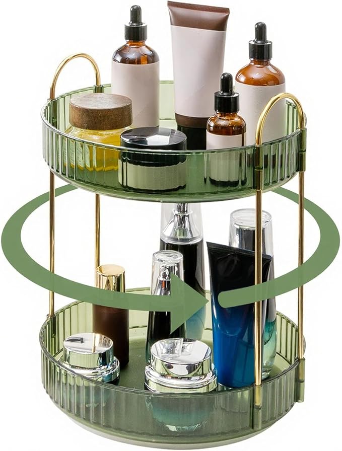 360° Rotating Makeup Organizer, Bathroom Make Up Spinning Holder Rack, Large - Image 2