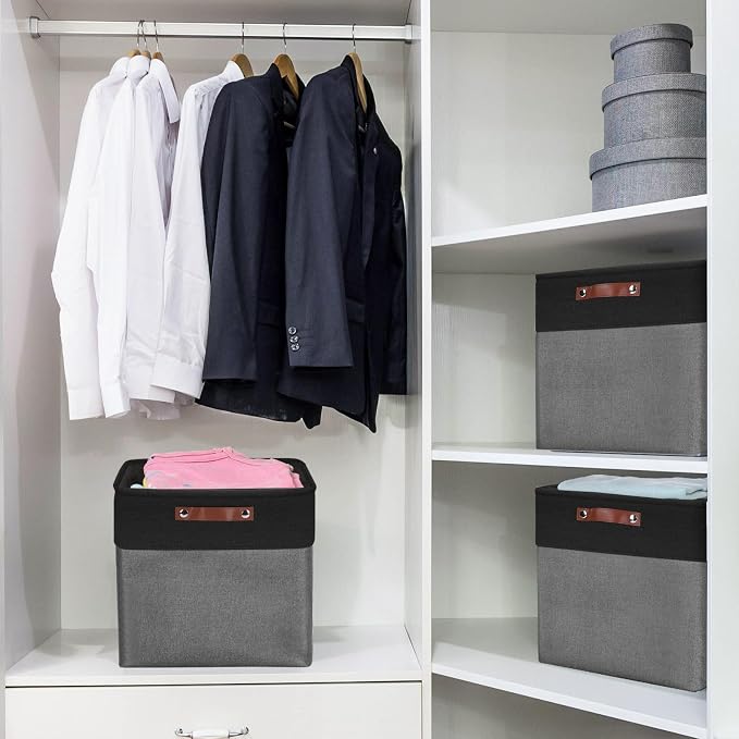 13x13 Cube Storage Bins, Collapsible Fabric Storage Box, 4 Pack Closet Baskets - Image 3