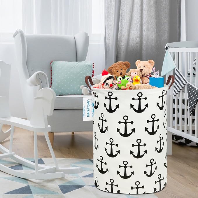 LANGYASHAN Laundry Basket Canvas Fabric Collapsible Organizer Basket - Image 5