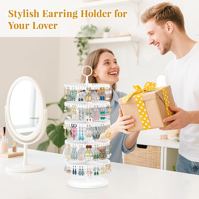 EsLuker.ly Earring Holder Organizer Rotating Stud Display Tree Rack, 5 Tier | - Image 8