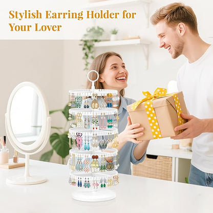 EsLuker.ly Earring Holder Organizer Rotating Stud Display Tree Rack, 5 Tier | - Image 8