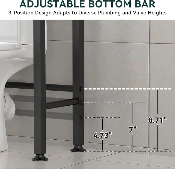 GloTika 4-Tier Over The Toilet Storage, 69.3" H, 150lb Capacity, Carbon Steel - Image 4