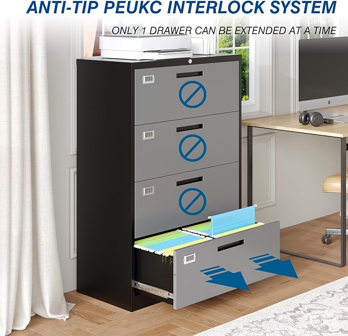 4 Drawer File Cabinet, Lateral Filing Cabinets - Image 5