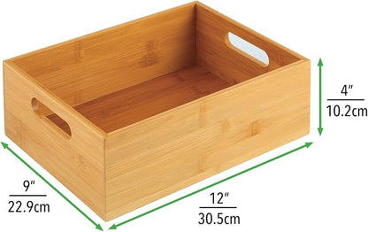 mDesign Bamboo Kitchen Cabinet & Fridge Drawer Organizer Tray - Image 3