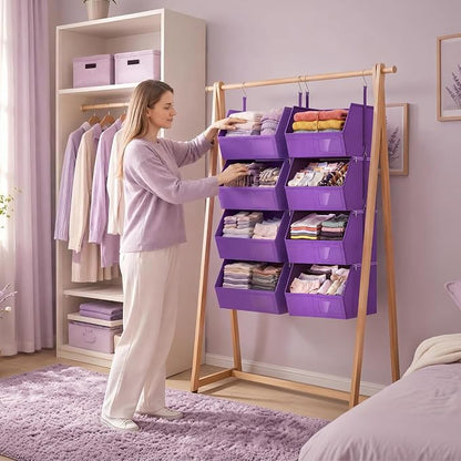 2 Pack 4-Tier Hanging Closet Organizer, Detachable Hanging Storage Shelves - Image 8